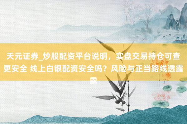 天元证券_炒股配资平台说明，实盘交易持仓可查更安全 线上白银配资安全吗？风险与正当路线透露