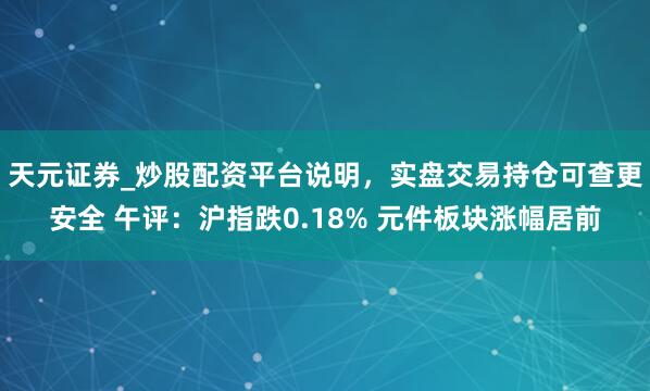 天元证券_炒股配资平台说明，实盘交易持仓可查更安全 午评：沪指跌0.18% 元件板块涨幅居前